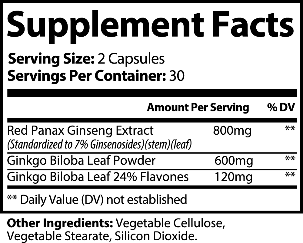 VitalityX Ginkgo Biloba + Ginseng